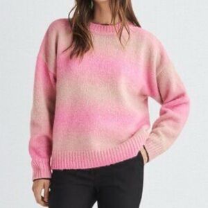 Rag & Bone Pink Crew Neck Sweater with Gradient Design